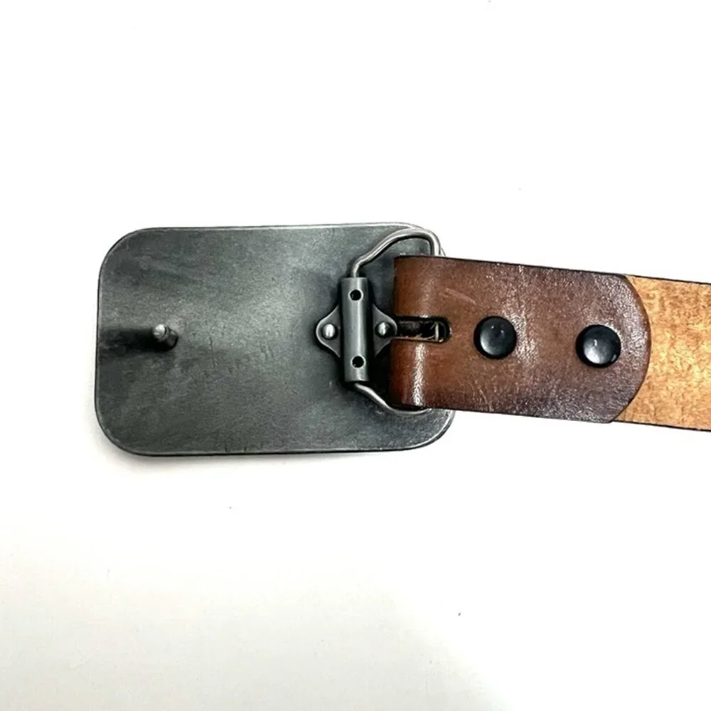 Men’s Western Tooled Top Grain Leather Belt Removable Buckle‎ Sz 38 Made in USA